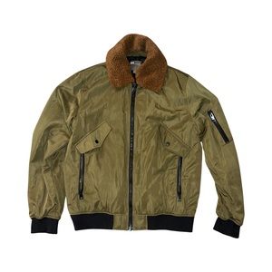 ASOS aviator bomber jacket with Sherpa collar. Military green